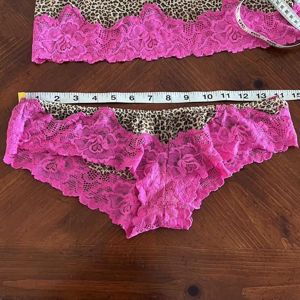 Cheetah Print with Pink Lace Bra Camisole & Panties Lingerie Woman Size Medium - Picture 8 of 8